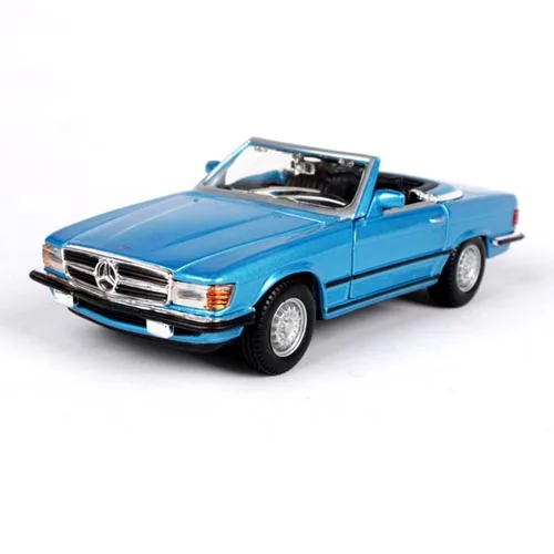 Синий Bburago 1:32 модель автомобиля 1977 450SL R107 родстер классический машины автомобиль играть коллекционных моделей спортивных автомобилей игрушки для подарка коллекции - Цвет: Синий