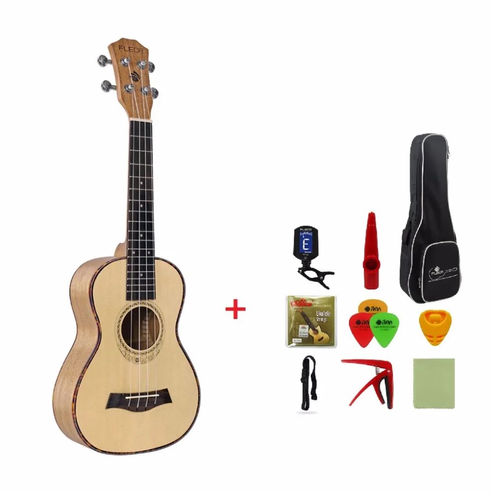 23 26 дюймов концертный Тенор укулеле ель 4 струны Гавайские гитары и сумка тюнер