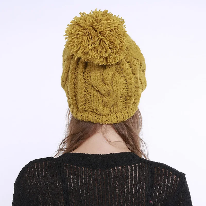 Модная вязаная шапка на осень и зиму сохраняющая тепло лыжная из кашемира разные