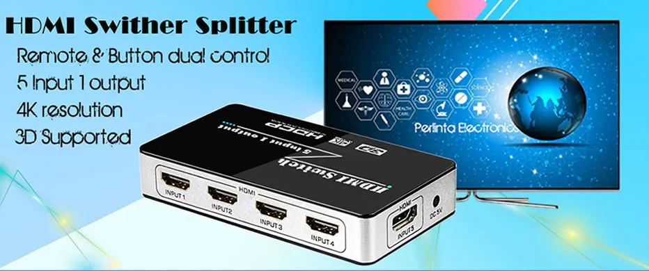 Perlinta HDMI коммутатора, 3 Порты и разъёмы 4 К* 2 К коммутатор Splitter Box Ultra HD для DVD HDTV XBOX PS3 PS4
