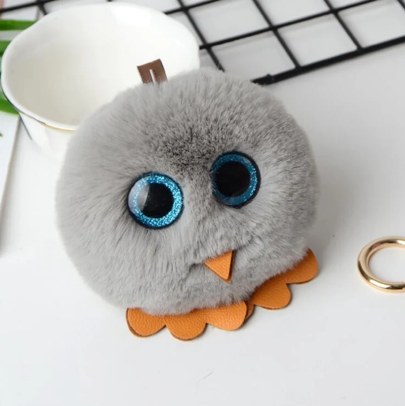 Light grey 12 см большой меховой цыпленок брелок Подвеска для женщин кошелек мягкий искусственный мех кролика брелок с помпоном милый брелок держатели ключей от автомобиля - Цвет: Light grey