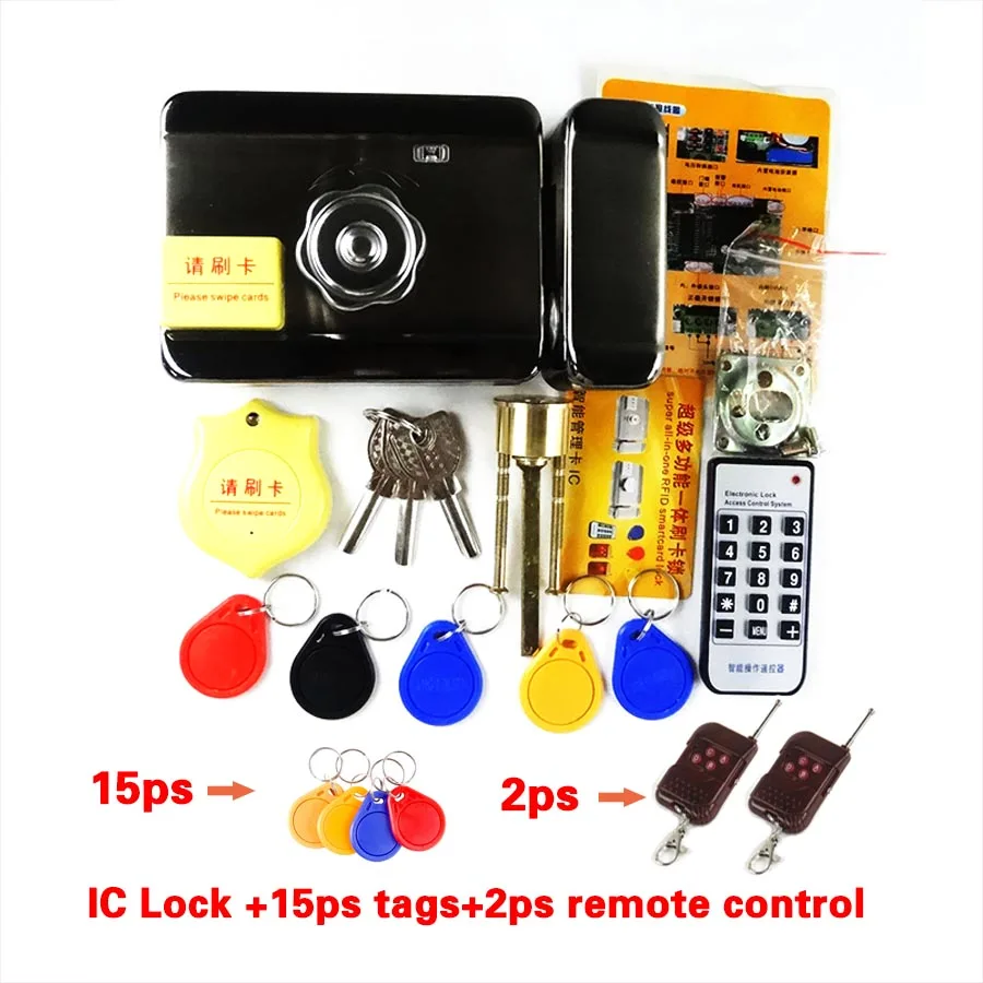 Новые IC/ID электронный двери, ворота замка integrated rfid-карты электронный дверной замок чтения и вращающийся open+ карты доступа удаленный замок - Цвет: S IC kit 9