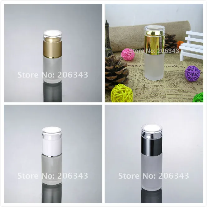 30 мл матовое стекло насос бутылка Блестящий серебро/золото/белая крышка для