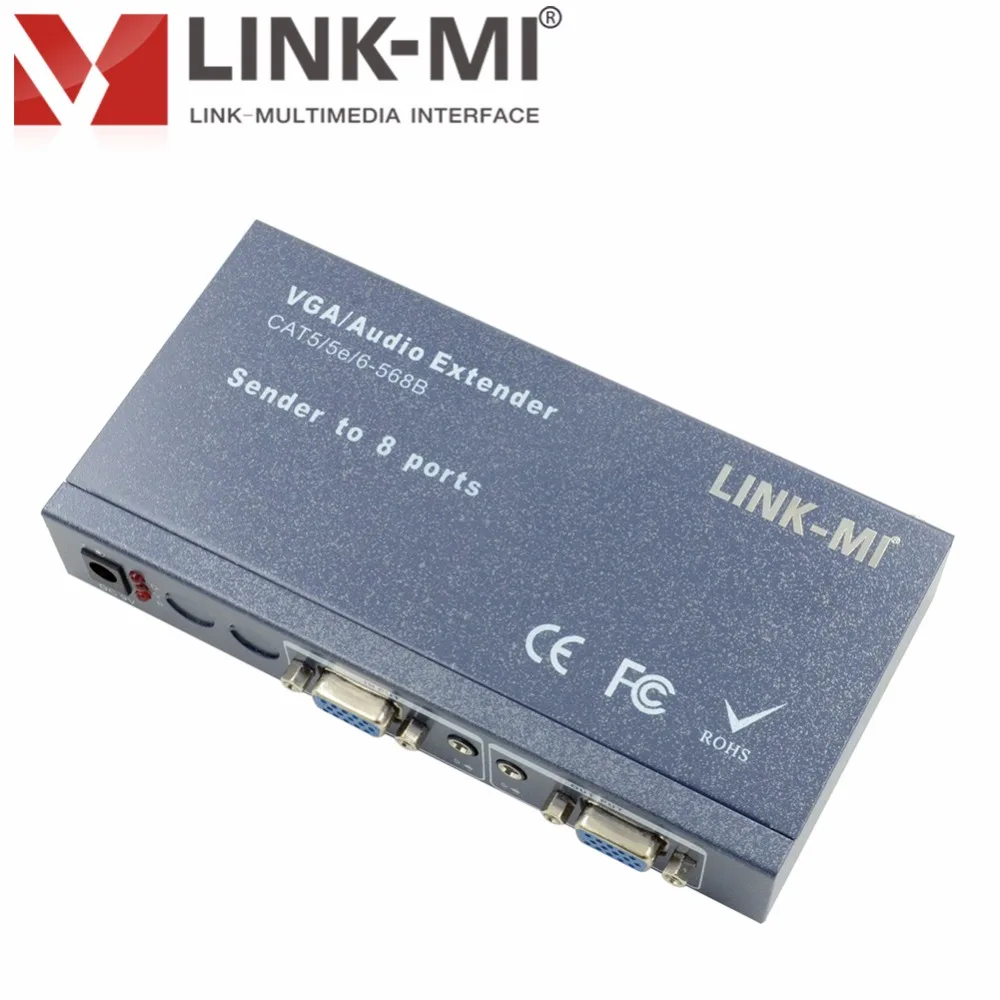 Сплиттер VGA для аудио и видео 8 портов 350 МГц 1x8 100 м 200 300 синий цвет LINK MI|audio video transmitter
