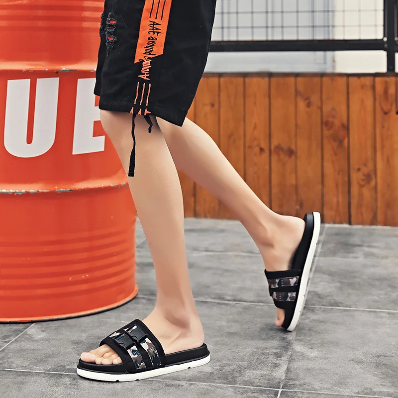 Шлепанцы мужские пляжные на плоской подошве классические пэчворк летняя обувь