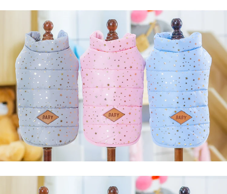 Bling Star зимняя куртка для собак теплое пальто для животных одежда милый котенок Щенок Чихуахуа йоркки Одежда розовый синий горячая распродажа