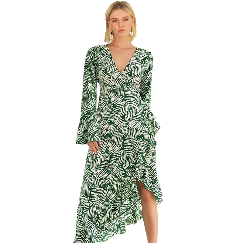 WHZHM богемное летнее платье с оборками и принтом сексуальные вечерние платья