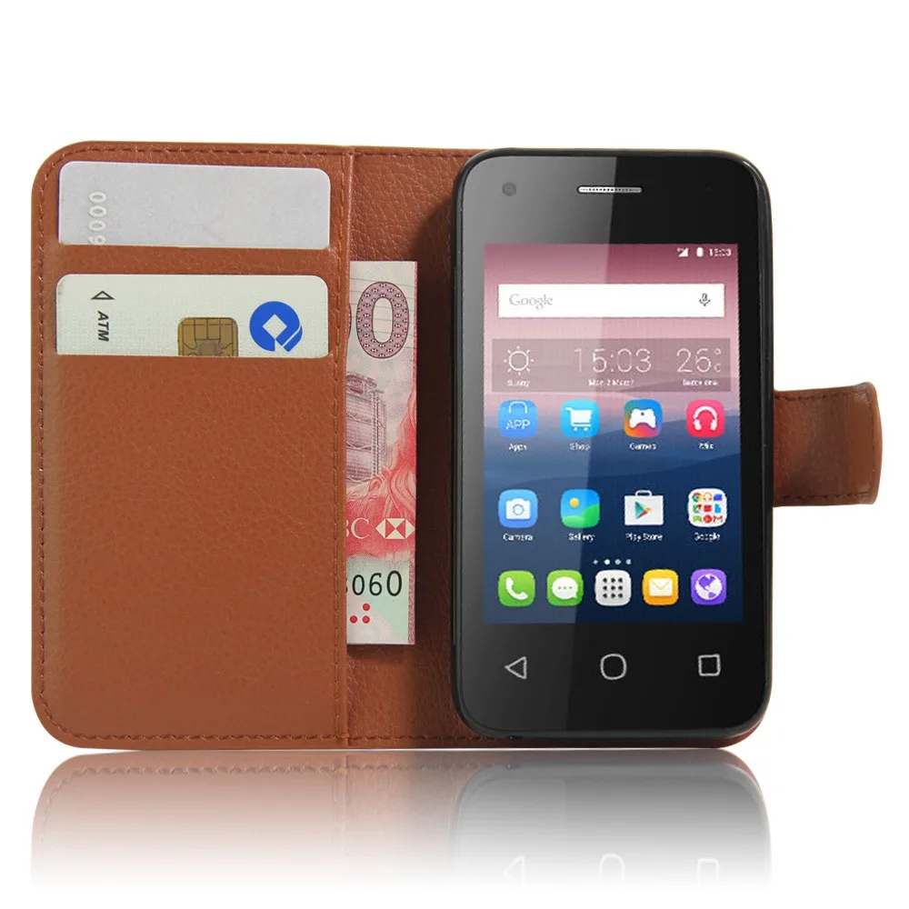 Модный кожаный чехол-книжка с личи для Alcatel OneTouch Pixi 4 (3 5 дюйма) чехол функцией