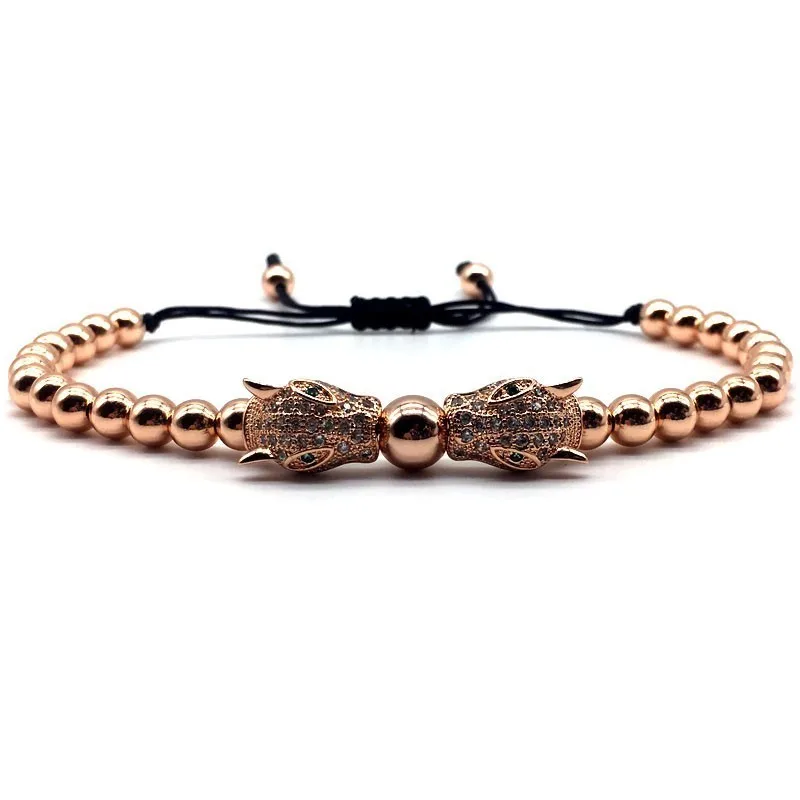 Модный новый двойной Леопардовый Браслет с подвесками для мужчин регулируемый