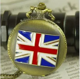 Кварцевые карманные часы с английским флагом 12 шт./лот оптовая продажа Женские