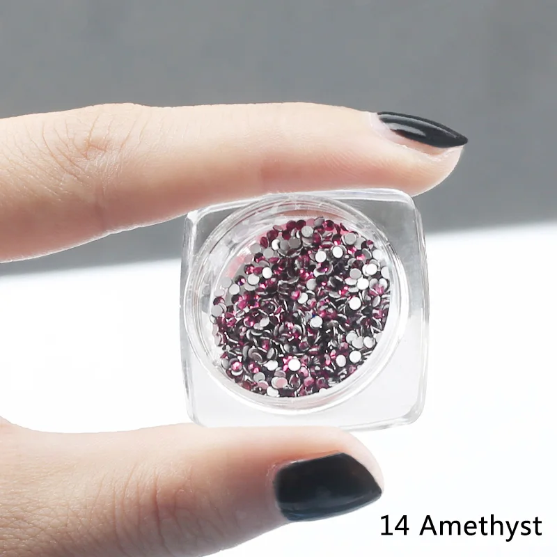 14 Amethyst 450 шт./кор. SS3 Стекло Стразы маленький Размеры, на плоской подошве, с украшением в виде кристаллов; гвоздевой метод крепления Стразы для ногтей, с изображением 3D украшения камнями - Цвет: 14 Amethyst