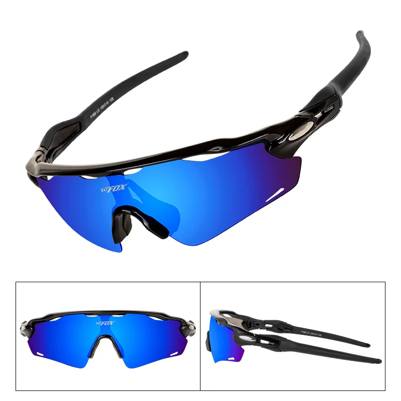 Black-blue lens Горячая «летучая мышь» с рисунком лисы ультра легкий UV400 Спортивные очки MTB дорожные очки Для мужчин на осень и весну для Для женщин на открытом воздухе очки дешевые DH очки - Цвет: Black-blue lens