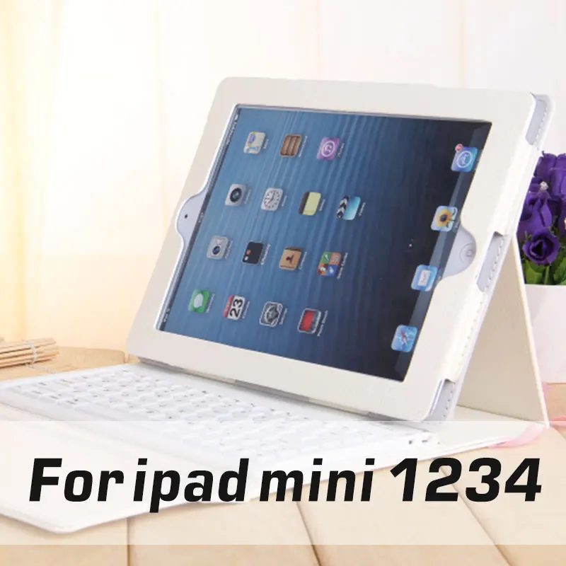 For mini 1234-white Для iPad Mini 1 2 3 4, беспроводной 3,0, Bluetooth, чехол-клавиатура, супер, из искусственной кожи, силиконовый флип-чехол с подставкой для iPad, смарт-Чехлы - Цвет: For mini 1234-white