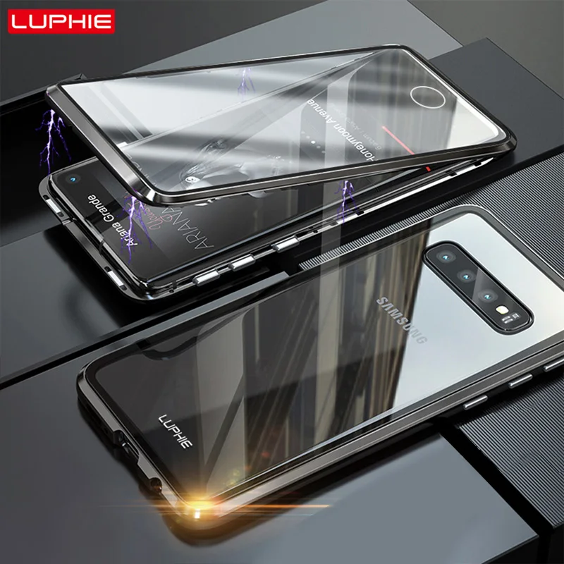 Магнитный чехол LUPHIE 360 градусов для Galaxy s8 Передняя Задняя стеклянная крышка Samsung