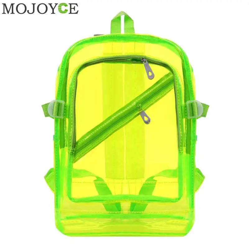 Fluorescent Green Модный прозрачный лазерный рюкзак с голограммой, водонепроницаемый пластиковый повседневный рюкзак из ПВХ, мини-рюкзак для девочек-подростков, школьная сумка - Цвет: Fluorescent Green