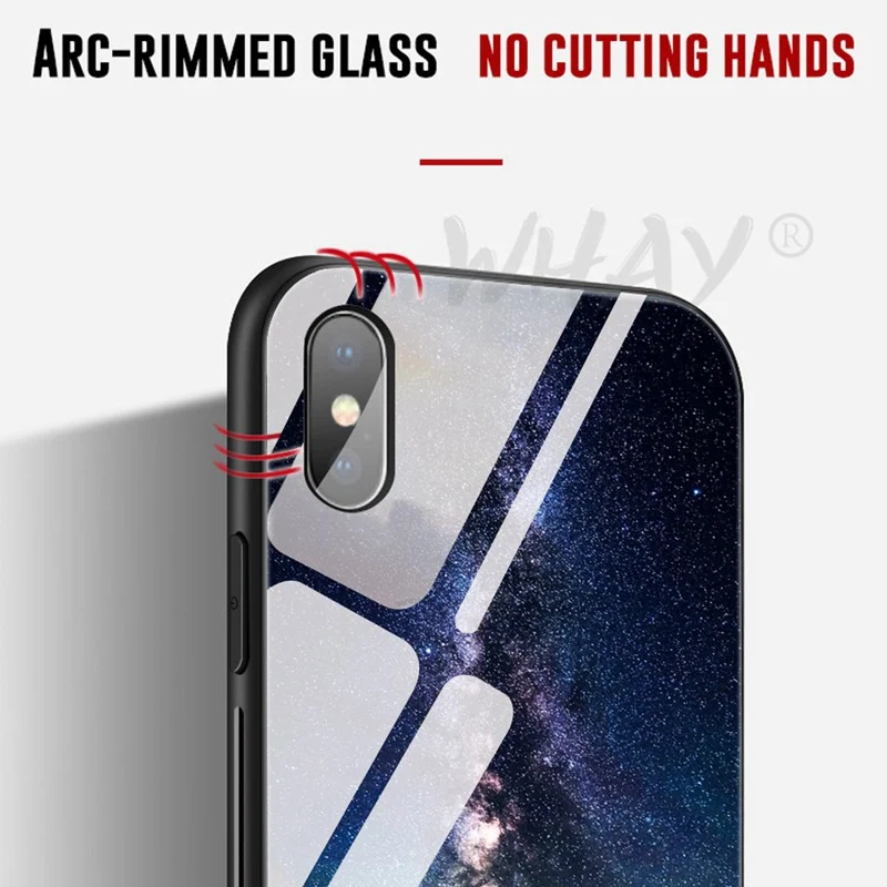 Роскошный чехол для iPhone X силиконовый бампер зеркальный закаленный стеклянный