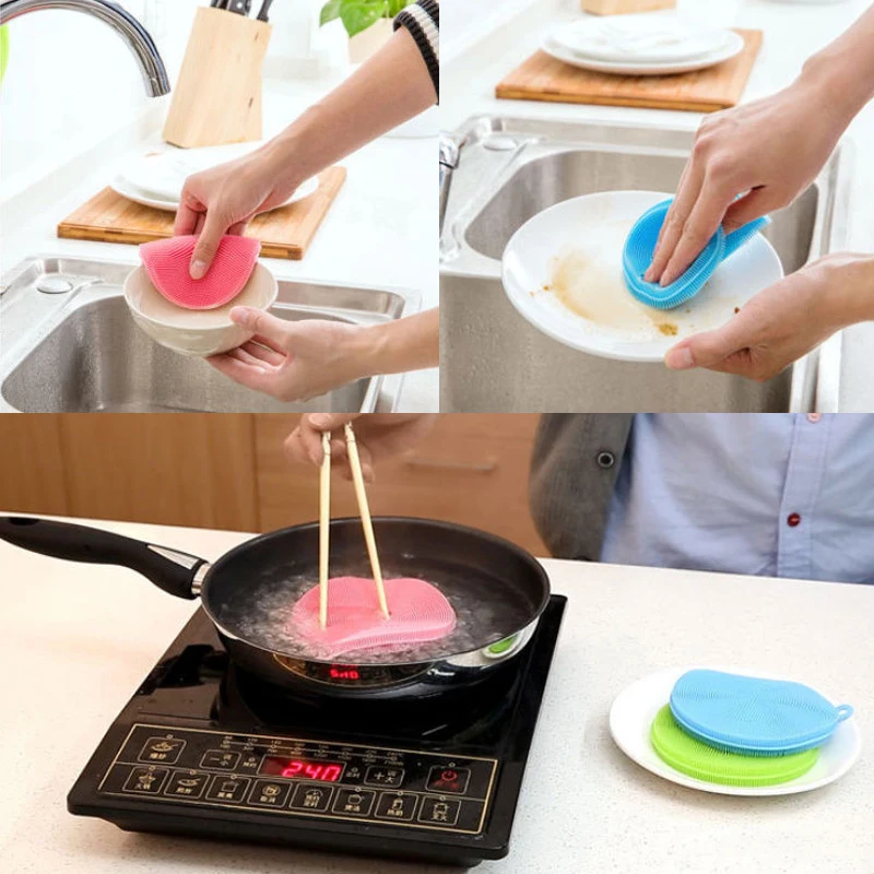 1 шт. силиконовая чистящая щетка для мытья посуды губка мульти функциональный