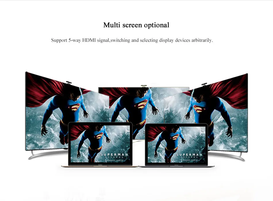 Vention HDMI переключатель 5 в 1 выход с ИК Беспроводной удаленный коммутатор сплиттера HDMI AC адаптер питания для Chromecast для PS3/4 3D HDCP
