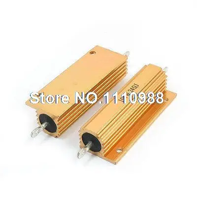 

5% 100W 24 Ohm Wirewound Aluminum Housed Resistor Gold Tone 2Pcs