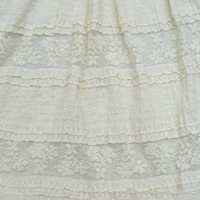 Уникальный элегантный кружевной материал бежевый цветочный гипюр с вышивкой