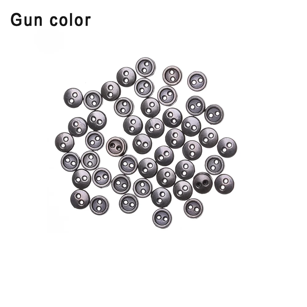 Gun color 50 шт./лот 3 мм/4 мм/5 мм ручной работы мини металлические пуговицы DIY кукольная одежда для шитья круглые пуговицы DIY кукольная одежда аксессуары - Цвет: Gun color