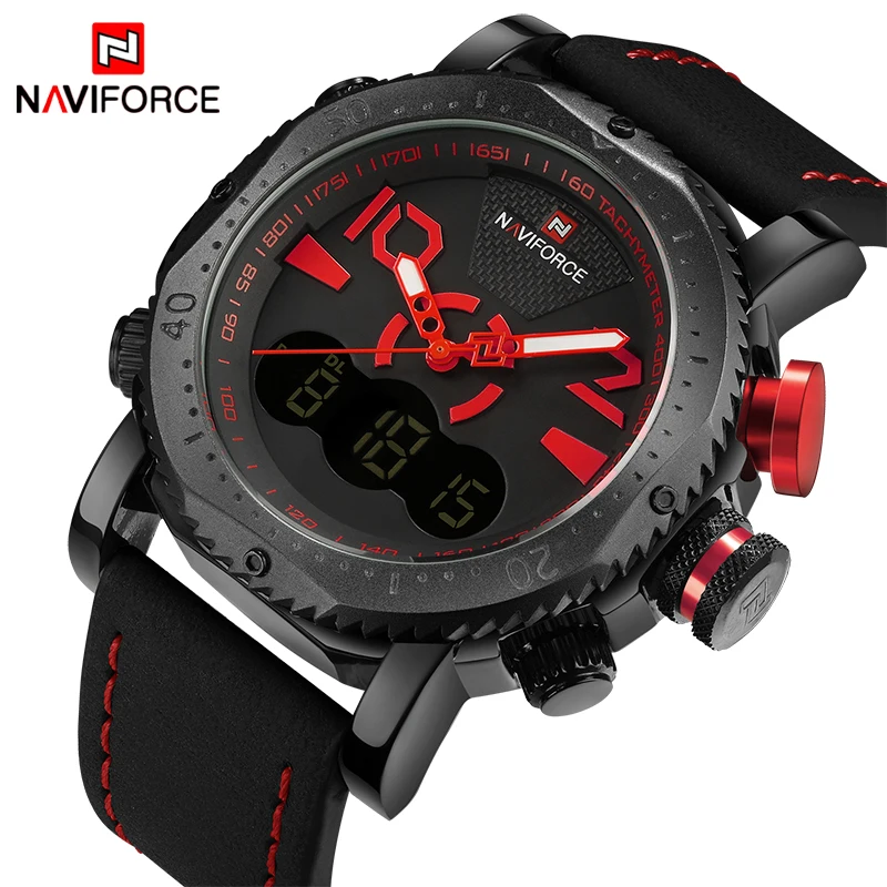 Новинка 2017 года NAVIFORCE Модные мужские кварцевые цифровые спортивные часы
