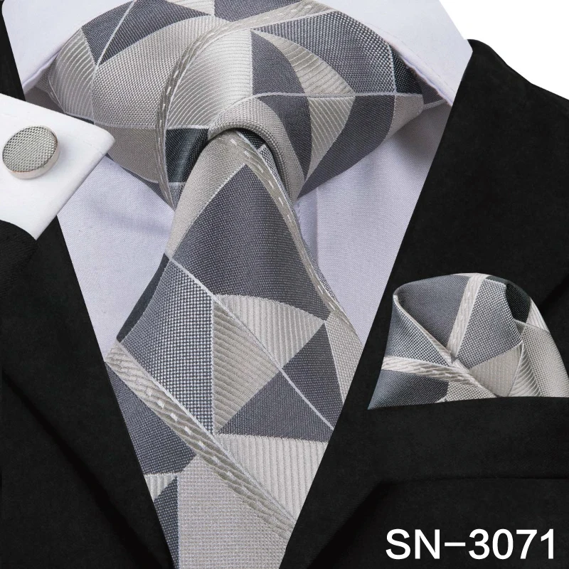 SN-3071 Hi-Tie Мужские галстуки высокое качество Шелковый тканый коричневый цветочный галстук набор носовой платок запонки Набор Бизнес Свадебные шейные Галстуки SN-3063 - Цвет: SN-3071