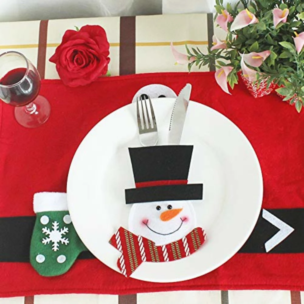 6 Styles Christmas Decorations Silverware Holders Santa Clause Snowman Elk Fork Knife Pockets Dinner Table Decor Home Decoration | Дом и сад