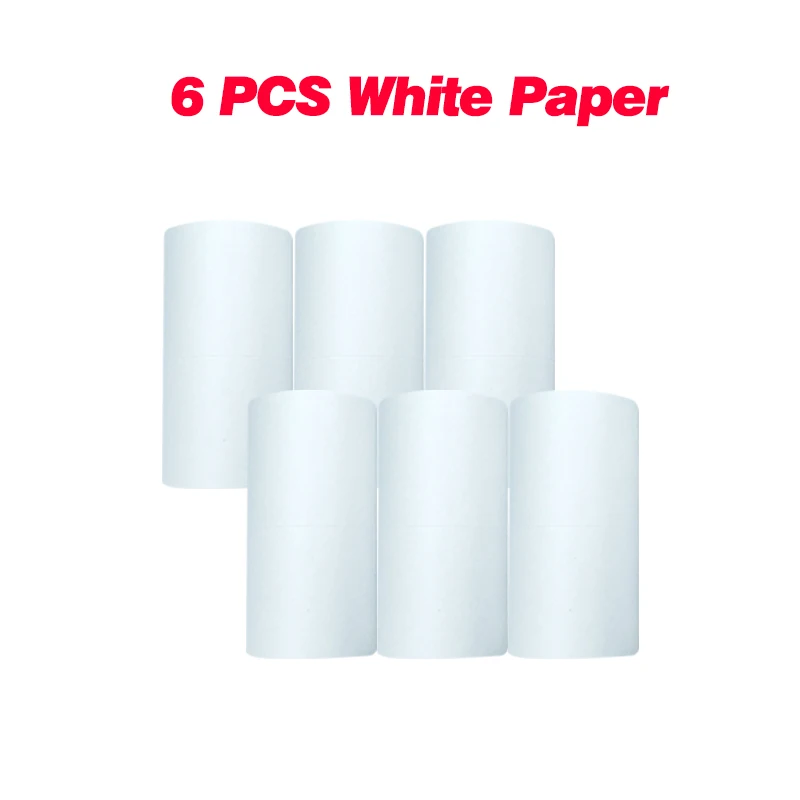 6 pcs White paper Paperang Мини Bluetooth USB принтер фото принтер портативный термопринтер принтер картинок для android iSO телефон - Цвет: 6 pcs White paper