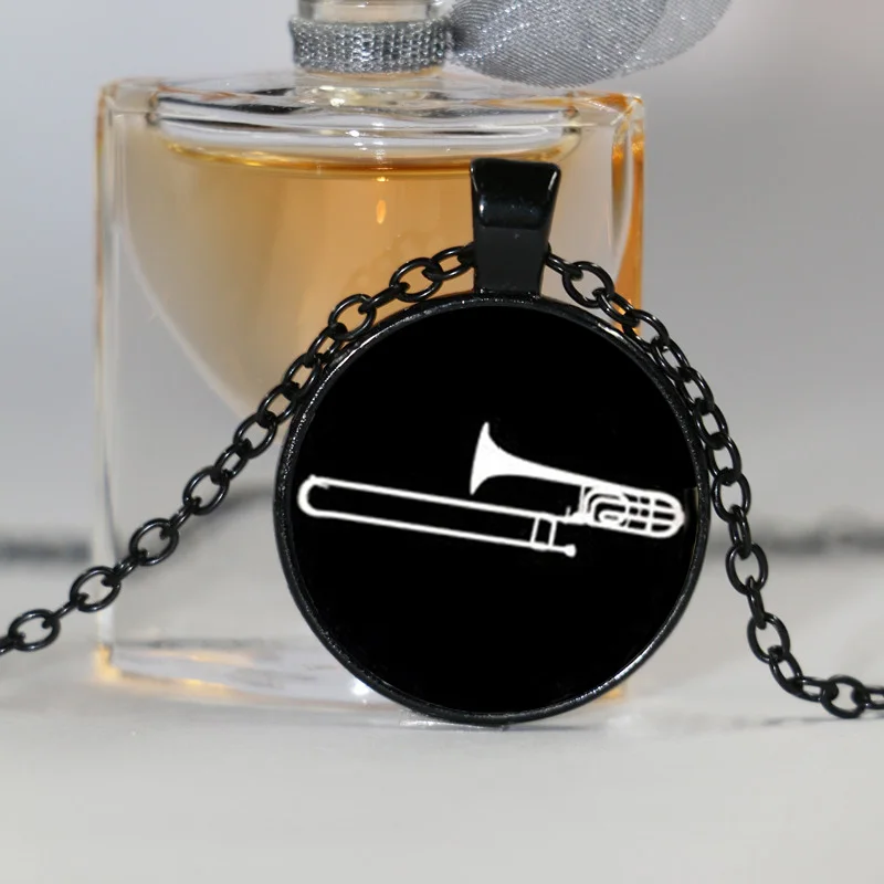 2017 новые музыкальный инструмент ожерелье с силуэтом тромбон кулон dj микшер