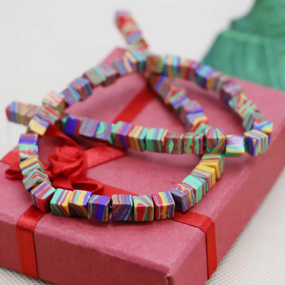 6mm Fashion Cube Rainbow Turkey Stone Loose DIY Beads Women Jewelry Crafts Making Design 15inch Girls Gifts For Bracelets | Украшения и