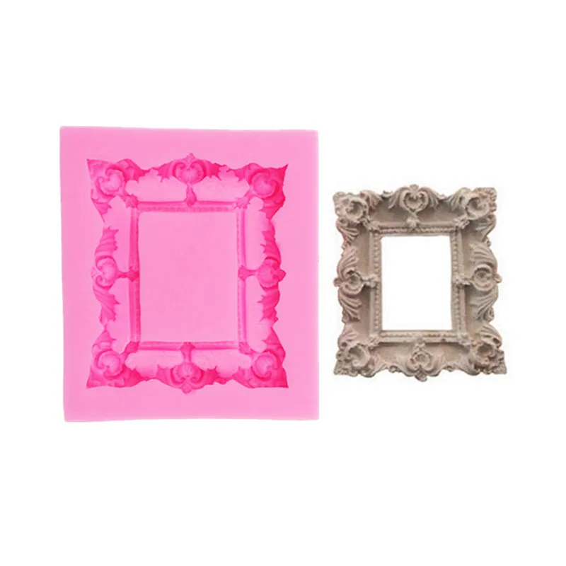 

Retro European Style Frame Lace Sugar Cake Flexible Silicone Mold Handmade Chocolate Mold Cake Dessert Decorative Baking Mold