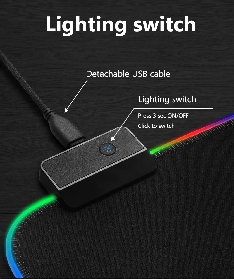 HECULAS RGB Led подсветка игровой коврик для мыши 80x30 см Большой размер резиновая основа мягкий коврик для мыши Противоскользящий коврик для мыши с блокирующим краем