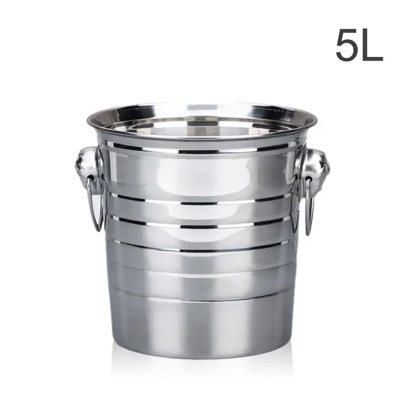 5L 3L/5L/7L Высокое качество нержавеющая сталь ведро льда толстый держатель льда контейнер для бара вечерние бочки шампанского вина серебро - Цвет: 5L
