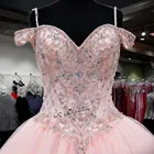 Роскошное бальное платье розового цвета, платья для Quinceanera 2018, женское сексуальное платье для выпускного вечера, вечерние платья с бисером, бальные платья