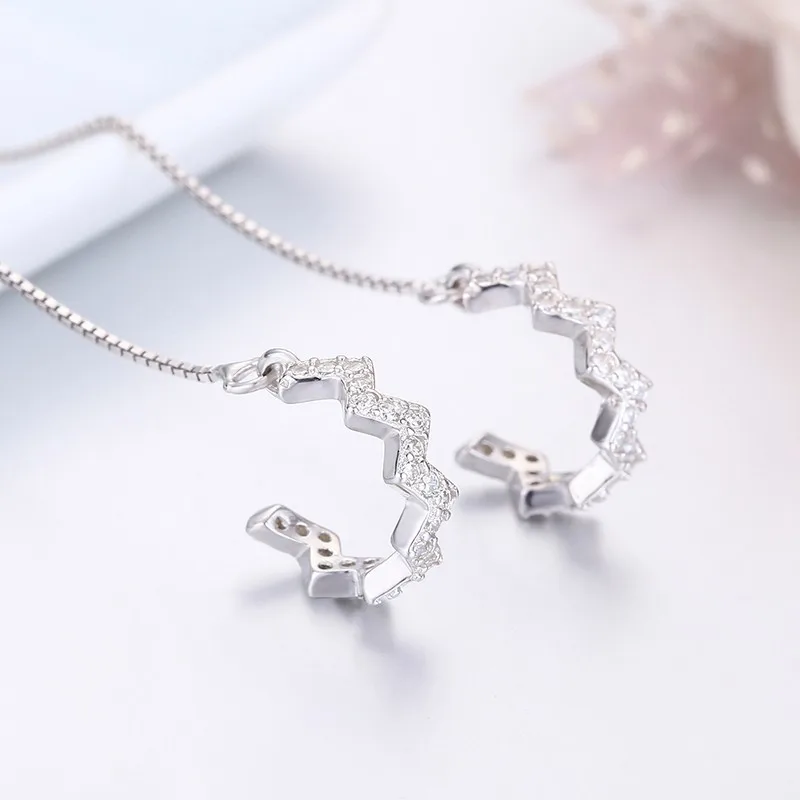 Женские серьги-клипсы с цепочкой из стерлингового серебра 925 пробы украшения для