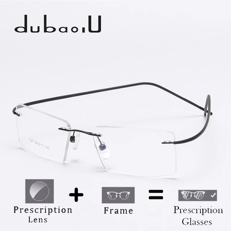 Flexible Alloy Prescription Glasses Men Myopia Hyperopic Progressive Transparent Frameless Ultralight #527 |
