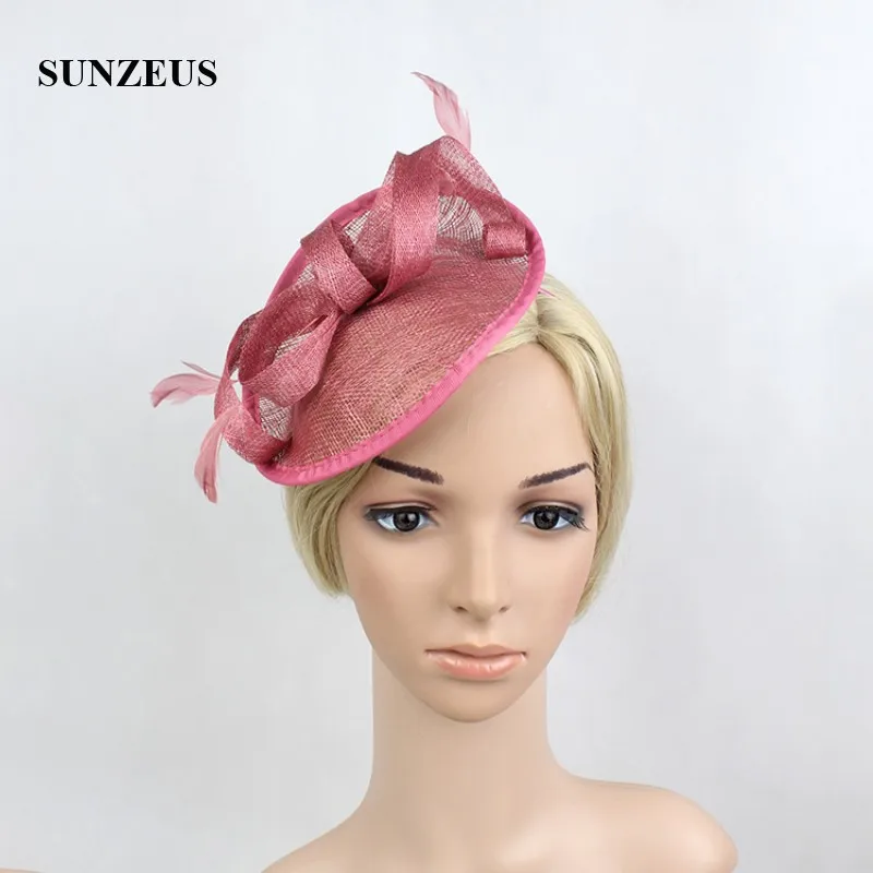 Льняные Свадебные шапки с бантом Топ Элегантные для женщин перьями женская