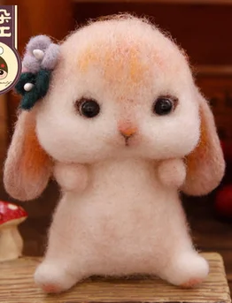rabbit Хомяк, кролик, мультяшный набор животных, шерсть, набор для рукоделия, шерсть, войлок, игла для валяния, украшение, рукоделие, ручная работа - Цвет: rabbit