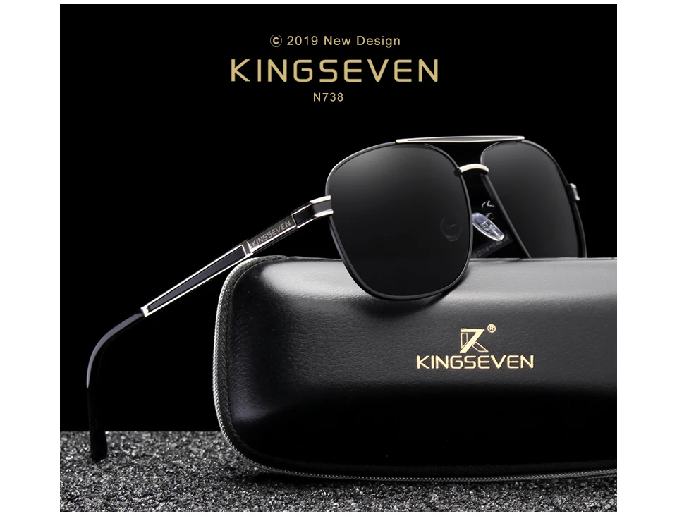 KINGSEVEN, фирменный дизайн, квадратные мужские поляризованные солнцезащитные очки, нержавеющая сталь, дизайнерские очки, солнцезащитные очки, зеркальное покрытие, Oculos