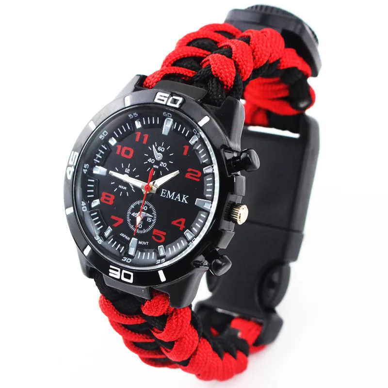 Набор инструментов Paracord Band многофункциональные часы для выживания Открытый кемпинг компас термометр спасательный Паракорд Браслет оборудование