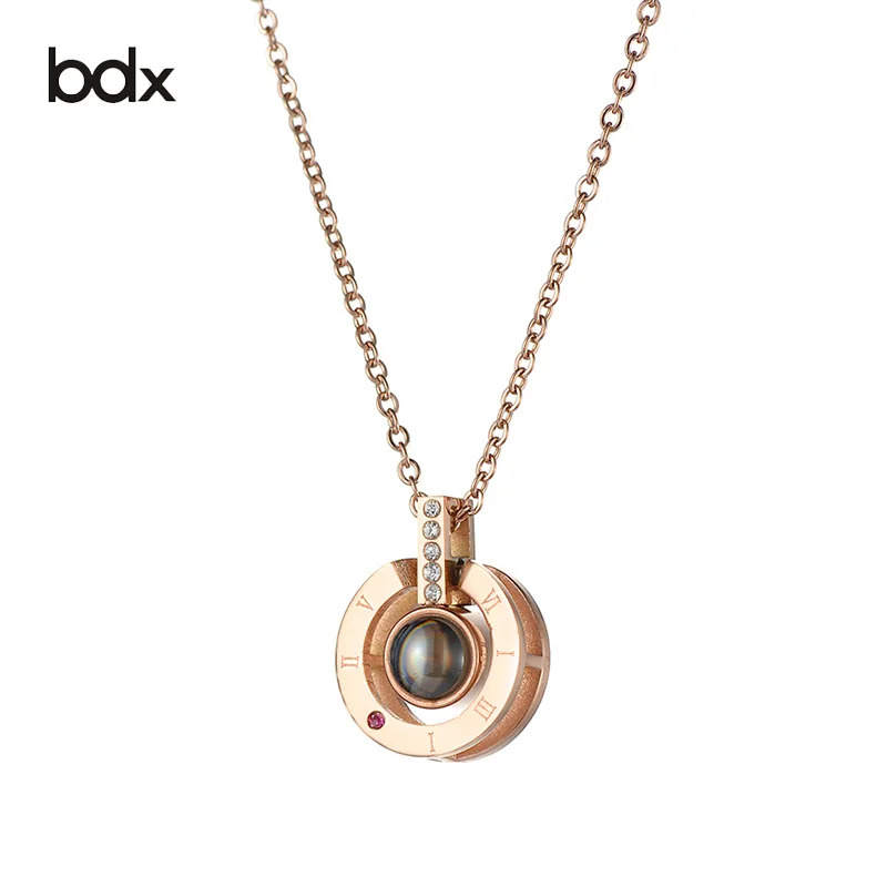 Нержавеющая сталь Розовое золото Цвет 100 языки я люблю тебя проекция кулон