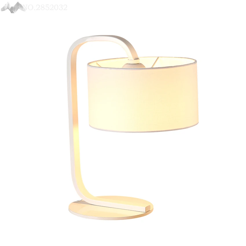 American simple fabric lampshade table light iron desk lamp for living room bedroom bedside eye protection home lighting fixture | Освещение