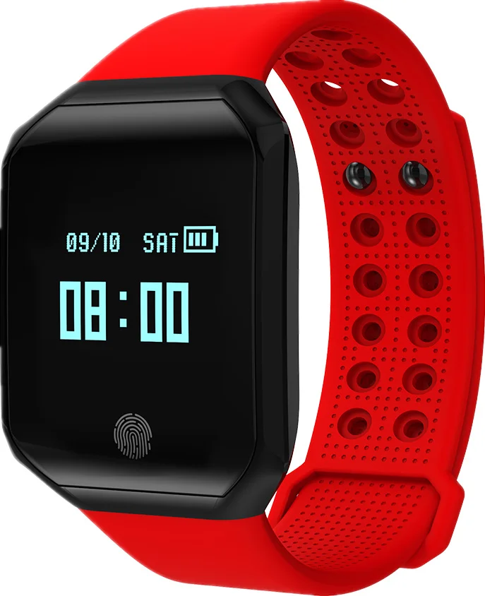 EXRIZU Z66 Bluetooth Smart Band OLED браслет Поддержка сердечного ритма и крови Давление монитор Шагомер Facebook Twitter сообщения - Цвет: Красный