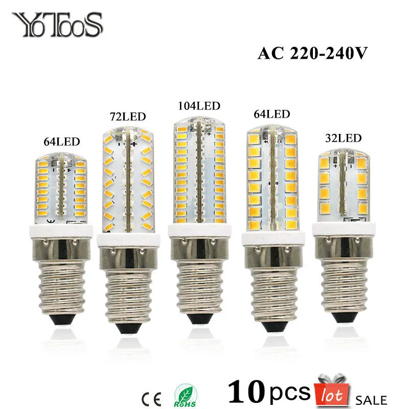 10 шт./партия E14 светодиодный s лампа светильник переменного тока 220V 230V 240V