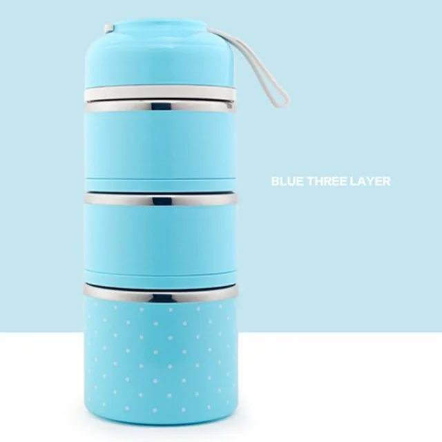 blue3 Горячая японский тепловой Ланч-бокс герметичный из нержавеющей стали Bento box для детей портативный милый для пикника школьный контейнер для еды - Цвет: blue3