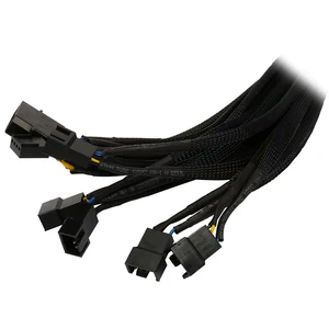 Черная сетчатая муфта с рукавами 18 дюймов Molex до 5 x 4-контактный PWM чехол для процессора охлаждающий разветвитель вентилятора концентратор адаптер питания кабель с обратной связью обмин