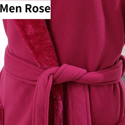 Rose Men Мужской зимний удлиненный толстый теплый фланелевый флисовый халат для мужчин s роскошное кимоно Банный халат женский сексуальный меховой халат мужской Халат - Цвет: Rose Men