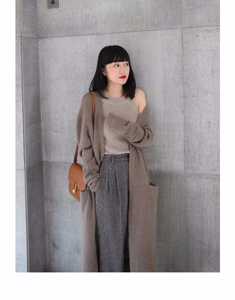 Новинка 2020 осенне зимний кашемировый кардиган Женский Длинный свободный толстый