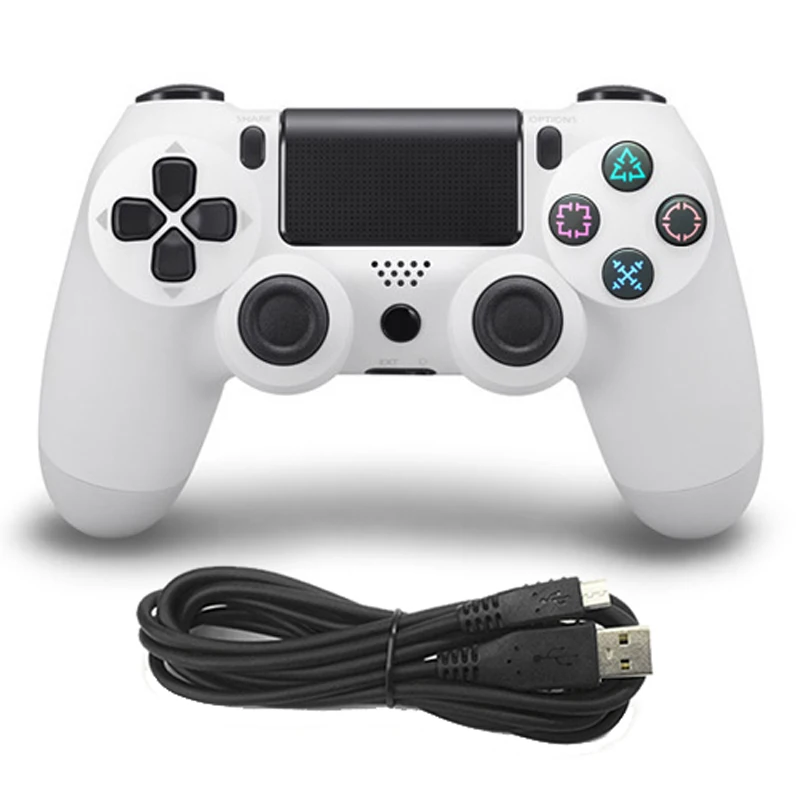 White Проводные Джойстики для sony PS4 джойстик PS3 контроллеры Windows PC джойстик проводной ps4 с USB кабелем проводной PC+ Металл геймпад - Цвет: White